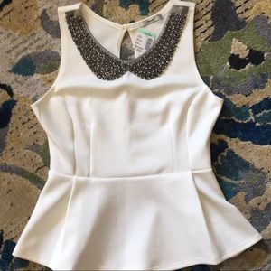 White Peplum Top